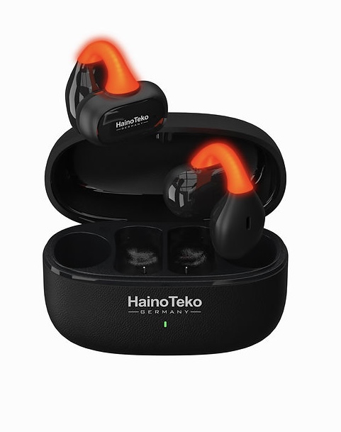 Haino Teko OWS H5 Bluetooth Earphones With High Quality Sound, Super Clear Mic And Touch Controls , Stylish & Comfortable Wireless Earphones for Music, Calls, And Sports - Black