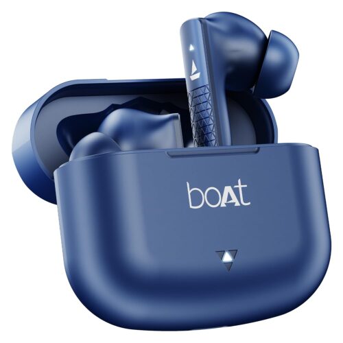 Boat Airdopes 91 in Ear TWS Premium Earbuds with 45 Hours Playtime, Beast Mode With 50 ms Low Latency, Dual Mics with ENx, ASAP Charge, IWP Tech, IPX4 & Bluetooth v5.3 – Grey - BLUE