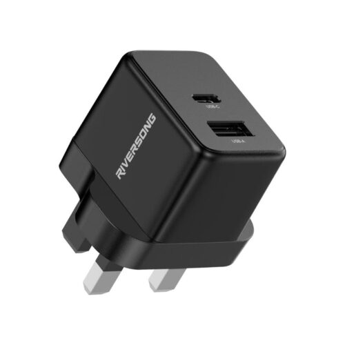 RIVERSONG 20 W PD QC 3 DUAL PORT  NANO HOME CHARGER AD 117 - BLACK