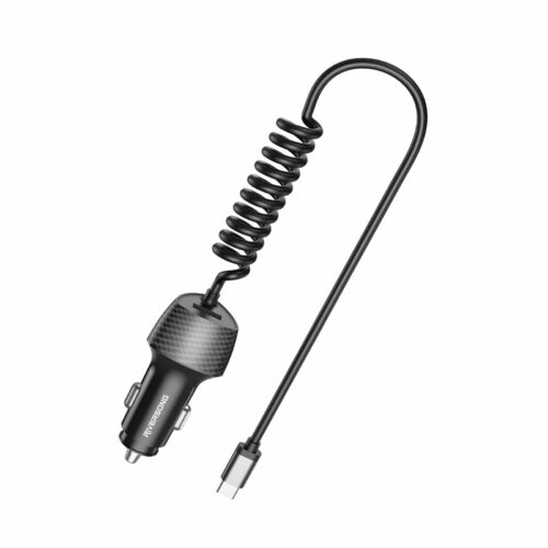 RIVERSONG 38W TYPE C CAR CHARGER WITH BUILT IN COILED CABLE CC 38 T