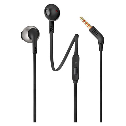 JBL Tune 205 by Harman Pure Bass Metal Earbud Headphones with Mic – Black