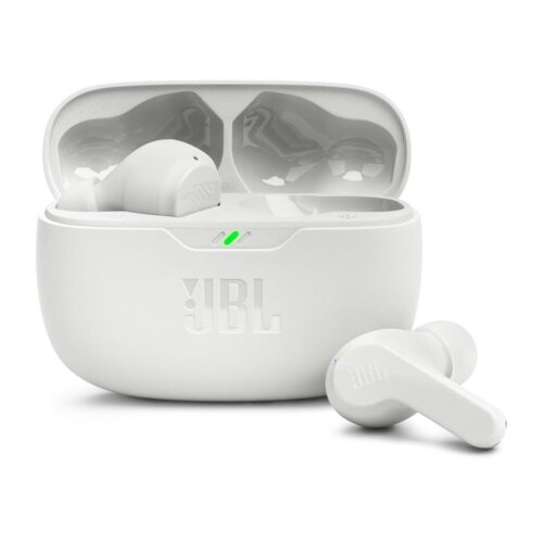 JBL Wave Beam True Wireless Earbuds, Deep Bass, Comfort Fit, 32 H Battery, Smart Ambient, TalkThru, Hands Free + VoiceAware, Water and Dust Resistant - White
