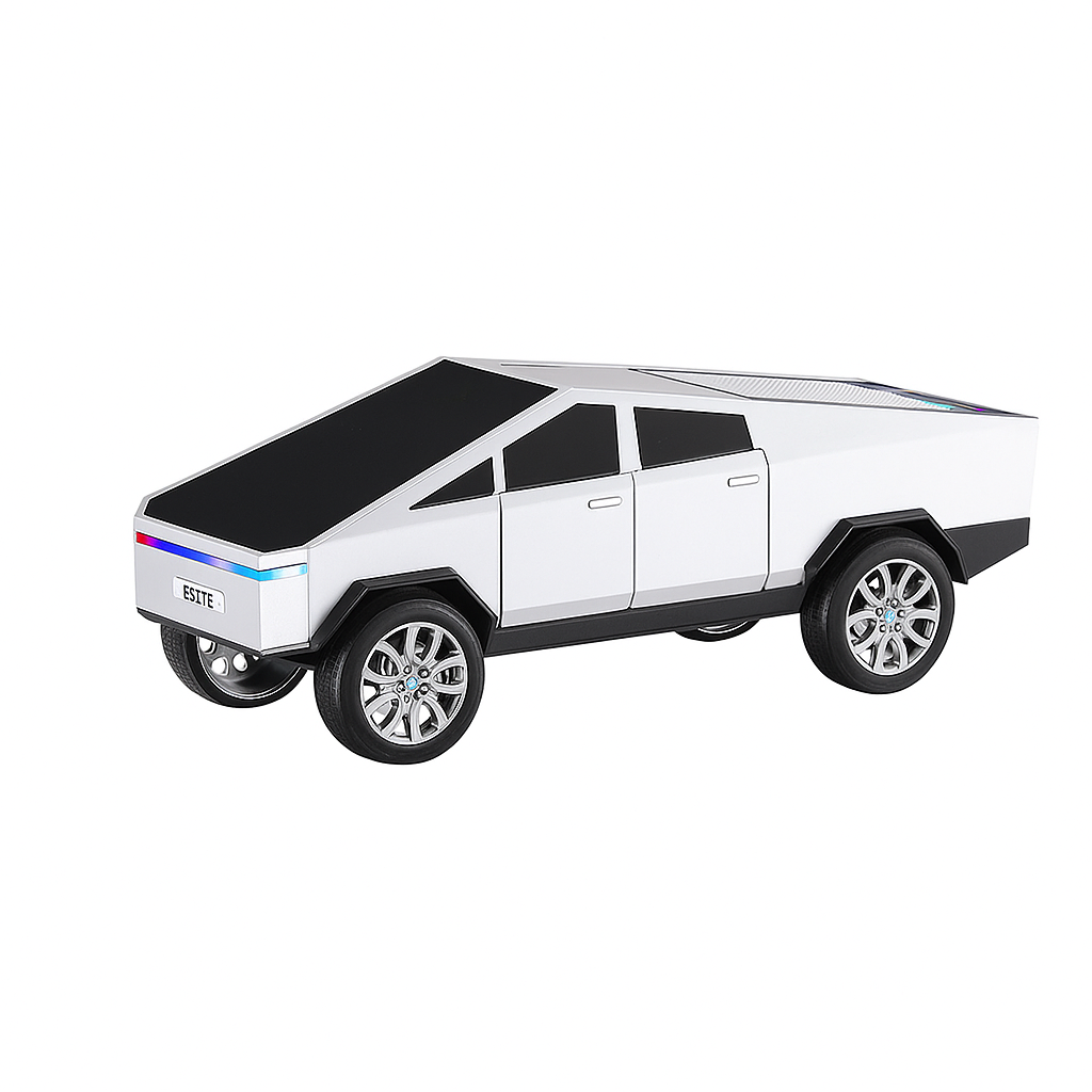 Cyber Truck Type Bluetooth Speaker With Led Screen - Silver