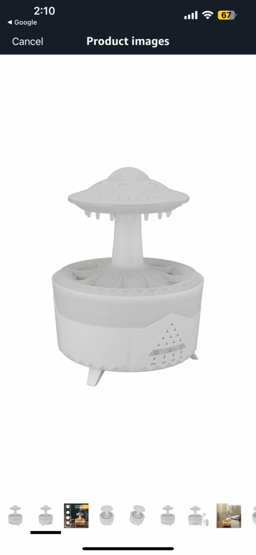 Ufo Raindrop Aroma Diffuser Water Drip Rain Cloud Humidifier 7 Colors Night Rain Diffuser With Remote Control Timer  Mushroom Diffuser Lamp, Sounds - White