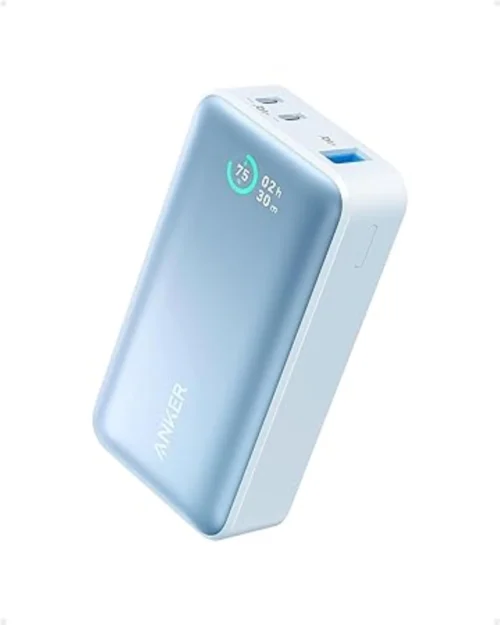 Anker 10000 mAh Power Bank 533 Power Bank Power Core 30W, Power IQ 3.0 Portable Charger With PD 30W Max Output, Pack for iPhone 14 MM Series, Dell, Microsoft Surface, iPad Pro, and More - Blue