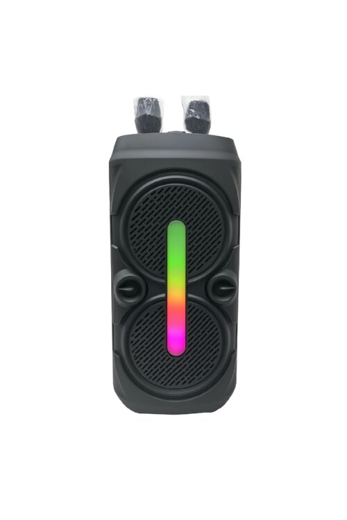 Singe ZqS6239xw Portable Bluetooth Speaker With 2 Wireless Mic / weightless Speaker / Voice Changer / Led Color Lights 2500 mah Battery / Memory Card / U disk / Carry handle / Rechargeable Speaker - Black