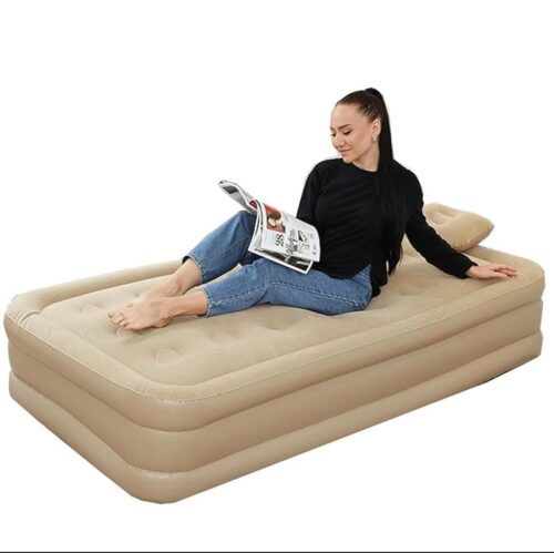 Inflatable  Single Airbed - One-click Inflation, Air Bed With Built-In Pump, 198x100x40cm
