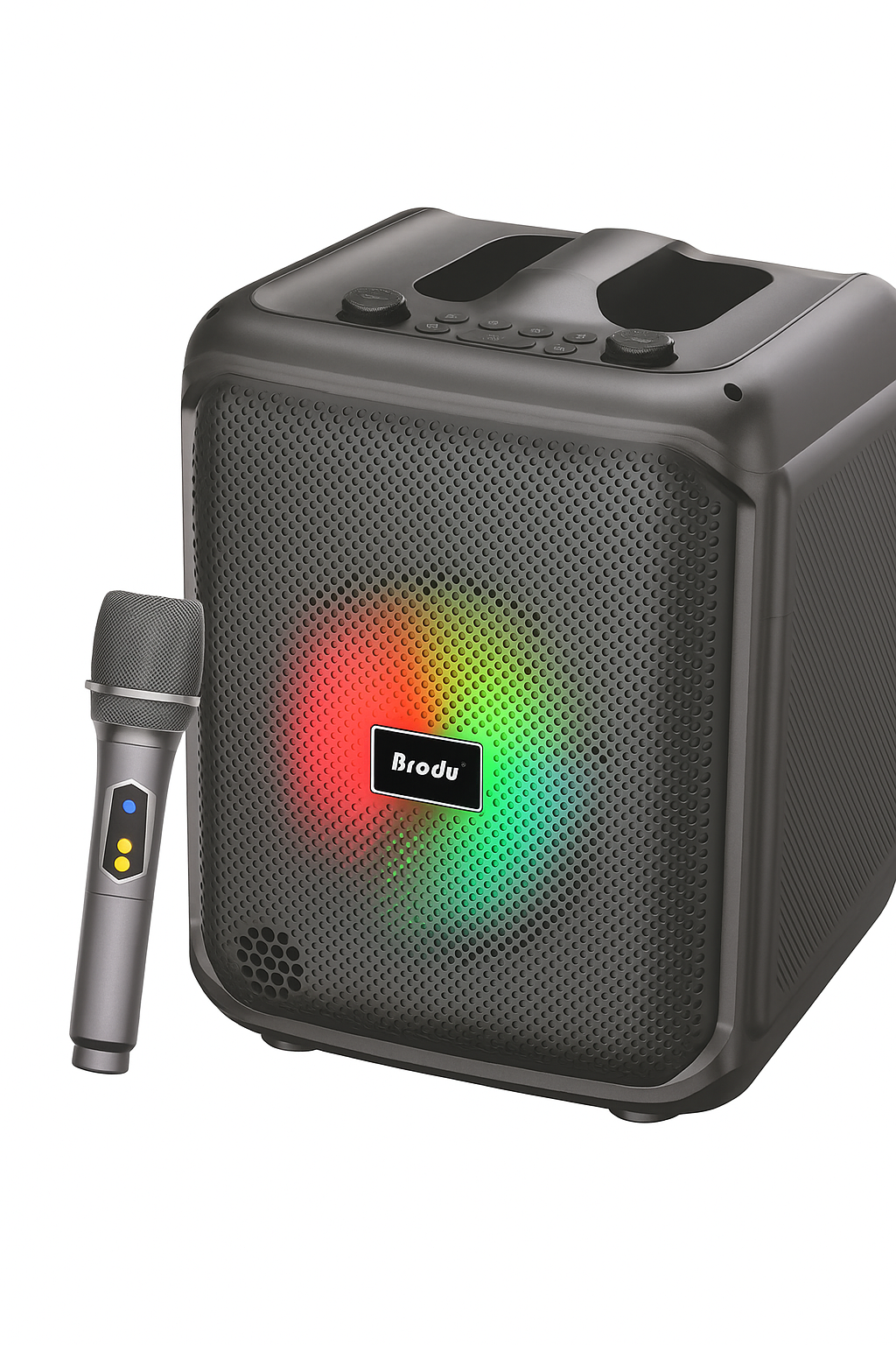 Brodu Bts 1933  6.5 Inch Portable Professional Karaoke Bluetooth Speaker 35w With 1 Wireless Mic With RGB Light / Usb & SD Card Slot / With Carry Handle – Black