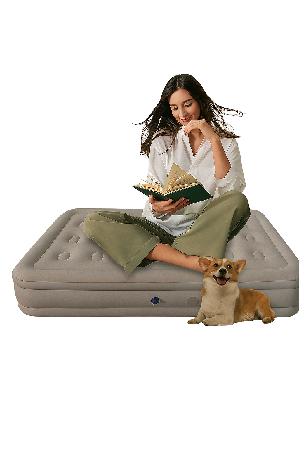 Tobi Inflatable Single Size Air Bed With One Pillow & 4000 Mah Air Pump & Multi Purpose Air Pump Nozzle & Organizer Bag & Spare Parts Subsidy & Charging Cable And Waterproof Air Bed 198x100x40cm - Black