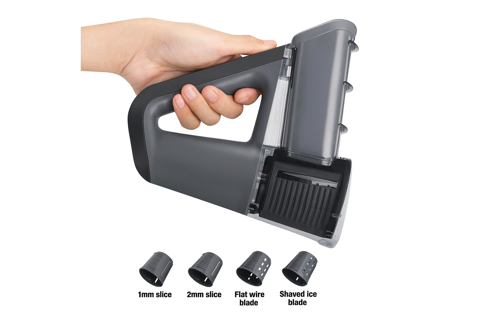 Electric Cheese Grater Portable Salad Maker 40W Electric Rotary Slicer Shredder with 4 Different Shapes of Blades - Green