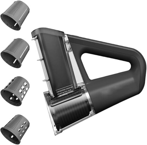 Electric Cheese Grater Portable Salad Maker 40W Electric Rotary Slicer Shredder with 4 Different Shapes of Blades - Black