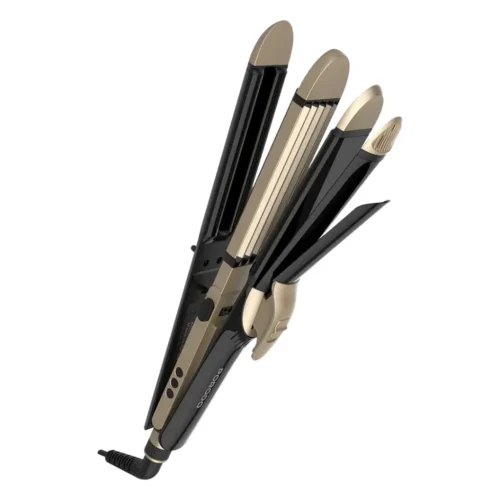 Porodo Lifestyle Hair Iron, 4 Styling Modes (Curling, Straightening, Waving, Crimping), 12 Temperature Settings (120-230°C), Ceramic Plates, 36mm Barrel, LED Display, 60W Power, Black