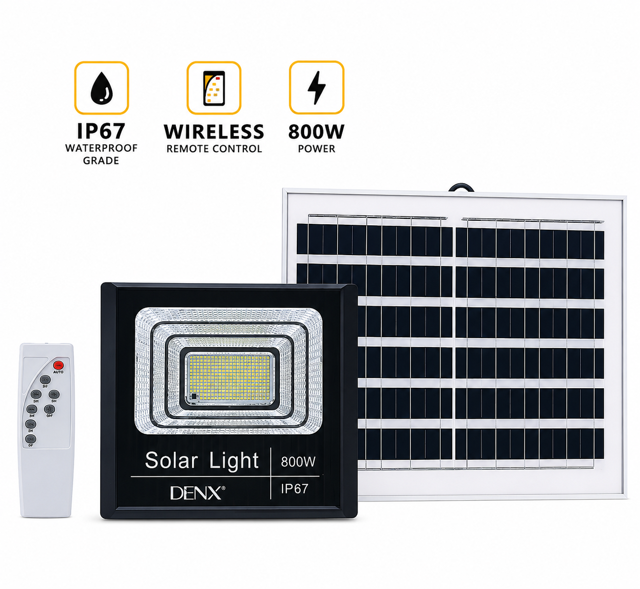 Denx Dx 2346 Household Solar Light 800W Power – 7000 Mah Battery Capacity 6V/15W Solar Panel Power / ABS Panel / IP67 Waterproof Grade