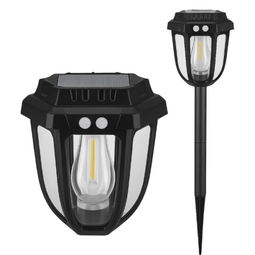 Solar Garden Stake Light, Black Outdoor Pathway Lamp Human Body Induction CL-D68 - 4 Pcs / Free Delivery