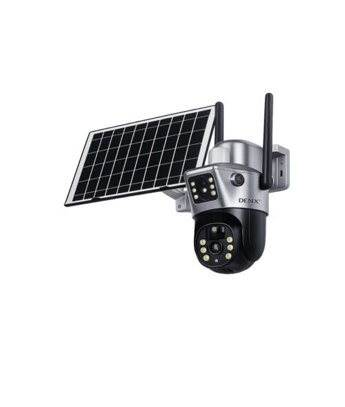 DENX DX 3614 4MP HD Dual Lens Solar Security Camera Wireless Outdoor, Two Screens Camera with 360° View WiFi Type C Interface Charging, Color Night Vision, 2-Way Talk, Auto Tracking 1 Year Warranty - Free Delivery