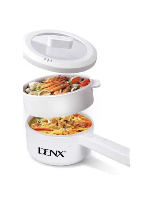 Denx 2L Mini Electric Cooker with Steamer and Temperature Control, Shabu Pan, Electric Fryer, for Noodles, Eggs, Steak, Oatmeal, and Soup, DX1769 - Free Delivery