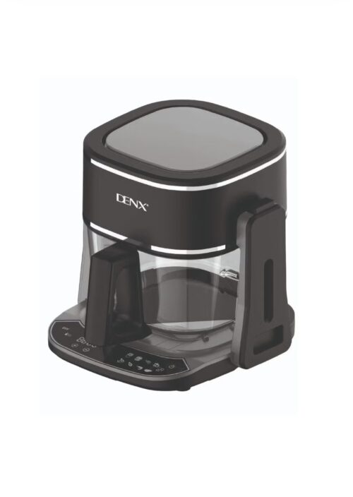 DENX Dx3411 Dual Design Air Fryer & Grill, Touch Screen Display, 8 Preset Function Fries, Steak, Fish, Shrimp, Pizza, & Chicken, Family Size, Glass Container 4.5L, 1800 W , Black - Free Delivery