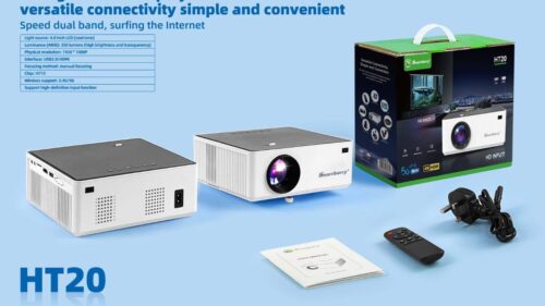 Smartbarry HT20 4K HD Projector, With 1 Year Subscription ,WiFi Dual Band, HDMI/USB Compatible, Smart Home Theater, Portable, Full HD Display, Compatible with TV Stick/iOS/Android/PS4/PS5 | HT20 - Free Delivery