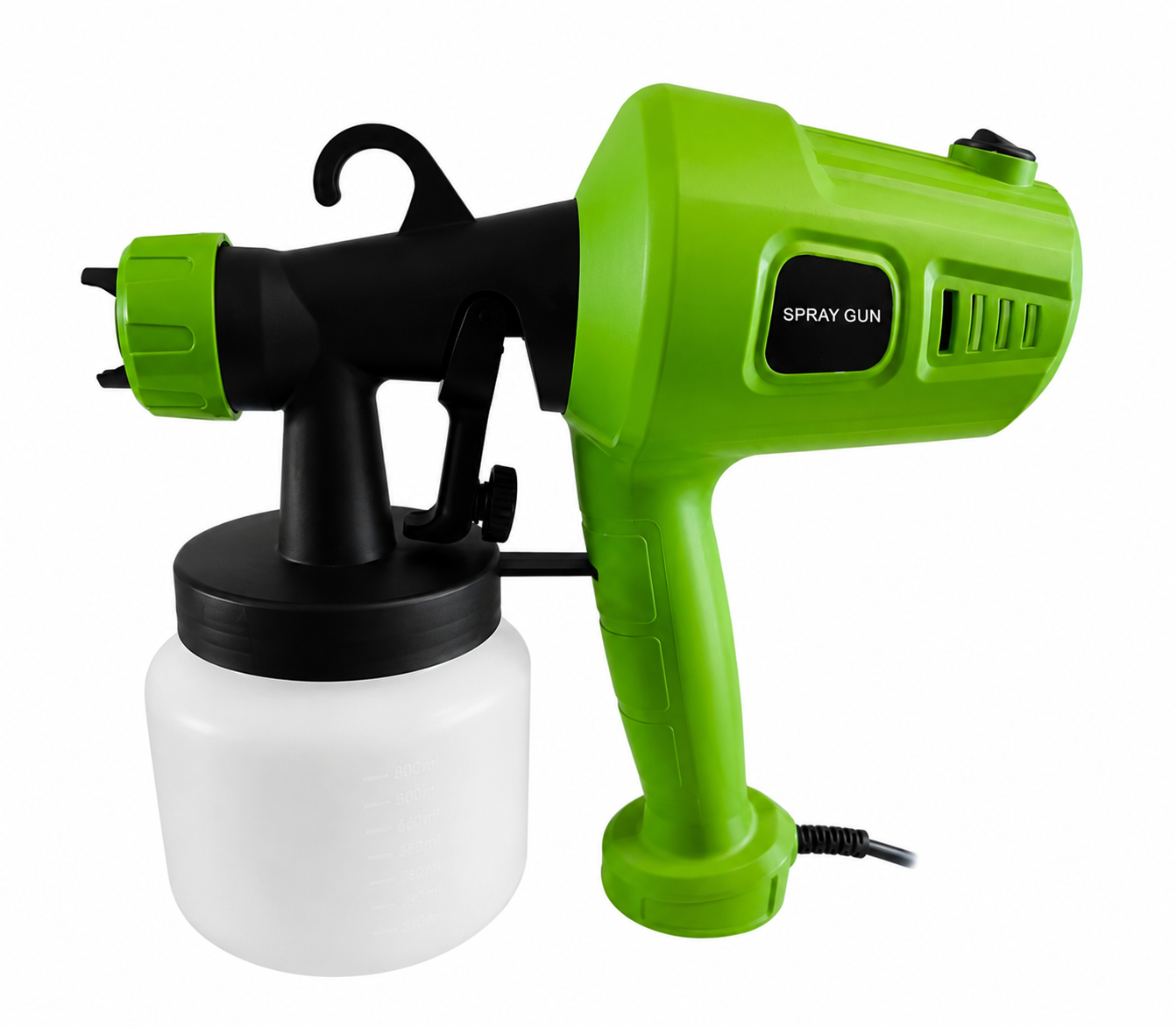 Portable Electric Spray Paint Gun 650ml Container 220-240v-50HZ / input Power 450w 32000 RPM Motor Speed / 360 Degree Multi-Directional Nozzle / Green - Free Delivery