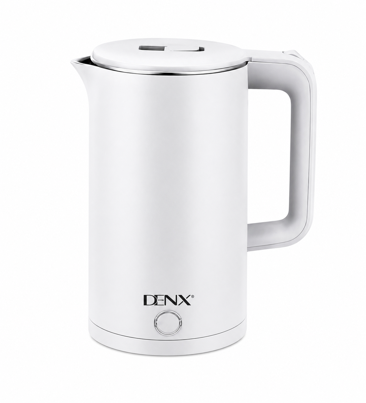 DX2096 Stainless Steel Electric Kettle - 1.8L Capacity & 1500W Fast Boiling - Double-Wall Cool Touch Exterior for Burn Protection - Auto Shut-Off & Boil-Dry Protection - Modern White Design - Free Delivery