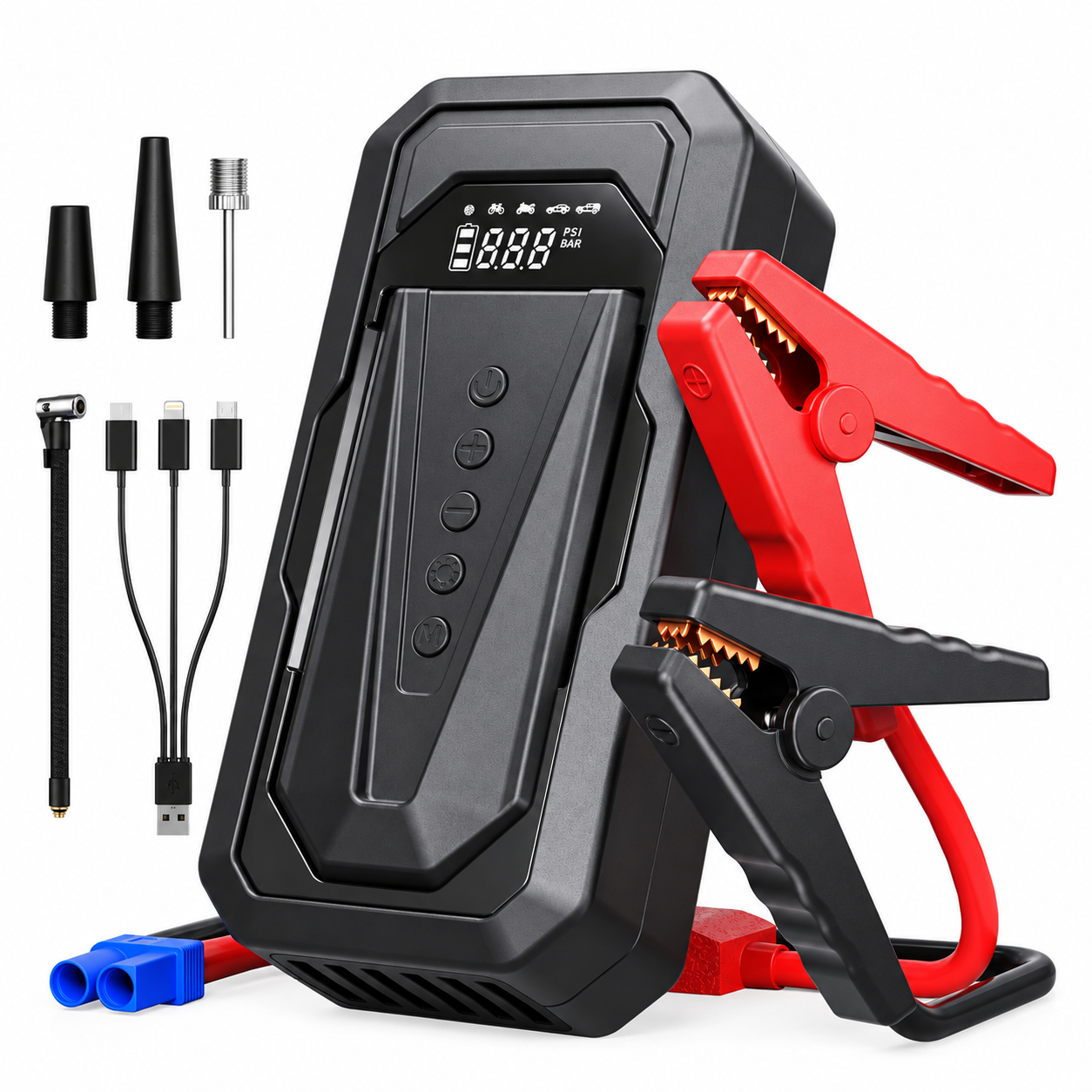 Multifunction Car Jump Starter DDQ-1018 – Portable Car Battery Booster Power Bank with LED Display, High Capacity & One-Button Start - Free Delivery
