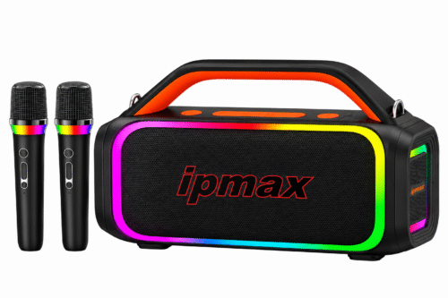 Ipmax SK 08 Portable Bluetooth speaker, which includes two wireless microphones  portable karaoke detail in 6 line - Free Delivery